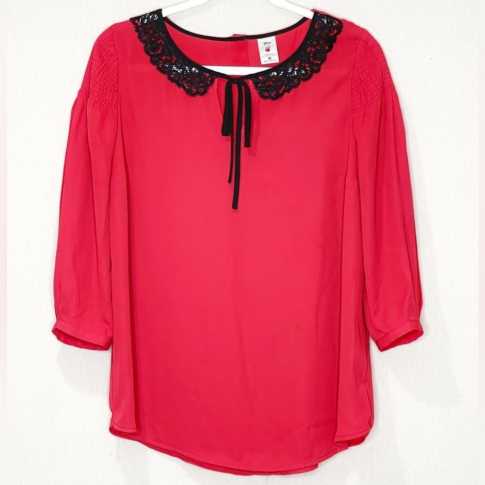 Disney X LC Lauren Conrad Snow White Lace Fairy Tale Blouse‎ Top Red Blouse
